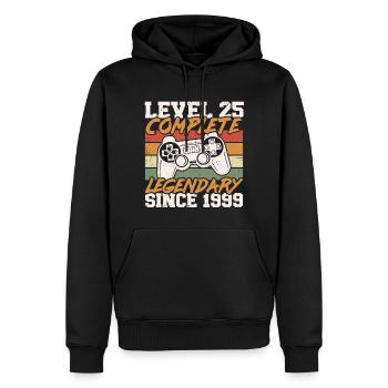 25th Birthday Level 25 Complete Vintage 1999 - Men’s Premium Organic Hoodie - black - Front - Nico (187cm)