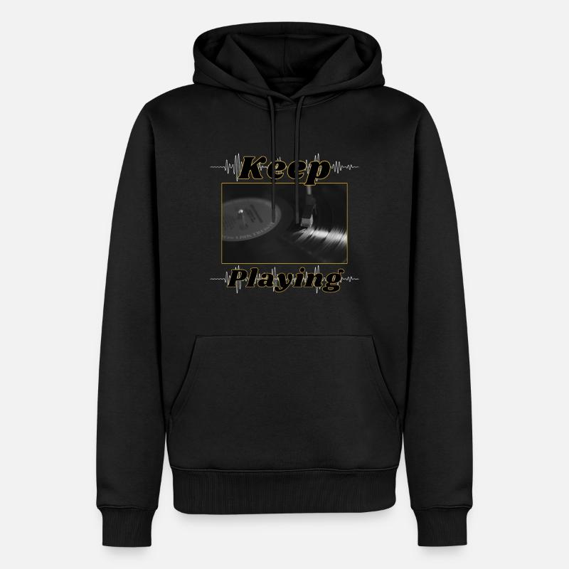 PLATINE VINYLE DJ - Sweat à capuche Premium bio Homme - noir