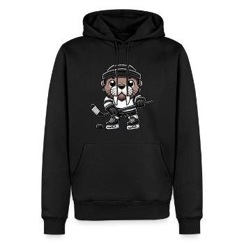 Chibi Walrus Joueur de hockey sur glace - Sweat à capuche Premium bio Homme - noir - Devant - Nico (187cm)