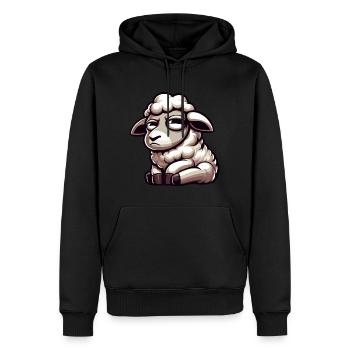 mouton sceptique bande dessinée drôle taureau - Sweat à capuche Premium bio Homme - noir - Devant - Nico (187cm)