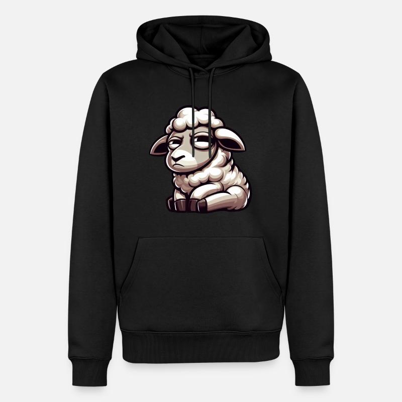 Skeptisches Schaf Comic Lustiger Stier - Männer Premium Bio Hoodie - Schwarz