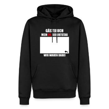 Unterschriften zum 20. Geburtstag - Gästebuch - Männer Premium Bio Hoodie - Schwarz - Vorne - Nico (187cm)