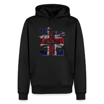 74E ANNIVERSAIRE UK MILLÉSIME 1952 - Sweat à capuche Premium bio Homme - noir - Devant - Nico (187cm)