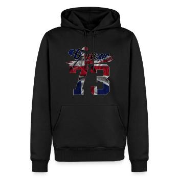 52ÈME ANNIVERSAIRE ROYAUME-UNI MILLÉSIME 1973 - Sweat à capuche Premium bio Homme - noir - Devant - Nico (187cm)