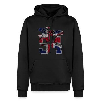 72E ANNIVERSAIRE UK MILLÉSIME 1954 - Sweat à capuche Premium bio Homme - noir - Devant - Nico (187cm)