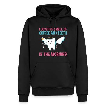 Coffee And Teeth In The Morning Dental Assistant - Männer Premium Bio Hoodie - Schwarz - Vorne - Nico (187cm)