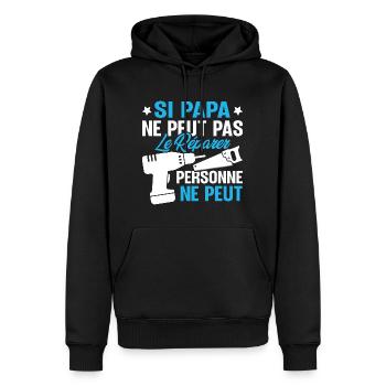 Si papa ne peut pas le réparer, personne ne peut - Sweat à capuche Premium bio Homme - noir - Devant - Nico (187cm)