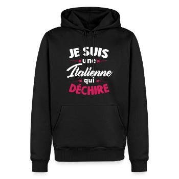 Je suis une Italienne qui déchire - Sweat à capuche Premium bio Homme - noir - Devant - Nico (187cm)