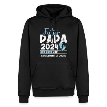 Futur papa 2024 chargement en cours - Sweat à capuche Premium bio Homme - noir - Devant - Nico (187cm)