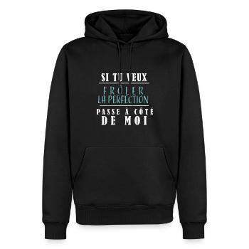 phrase humoristique, message drôle, prétentieux - Sweat à capuche Premium bio Homme - noir - Devant - Nico (187cm)