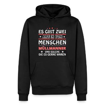 Cadeau Garbage Men - Deux Types de... Concevoir - Sweat à capuche Premium bio Homme - noir - Devant - Nico (187cm)