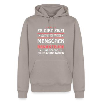 Redakteure Geschenk - zwei Arten von... Design - Männer Premium Bio Hoodie - Taupe - Vorne - Nico (187cm)