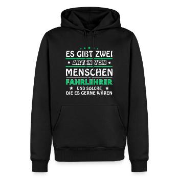 Cadeau moniteur d’auto-école - Deux types de... Concevoir - Sweat à capuche Premium bio Homme - noir - Devant - Nico (187cm)