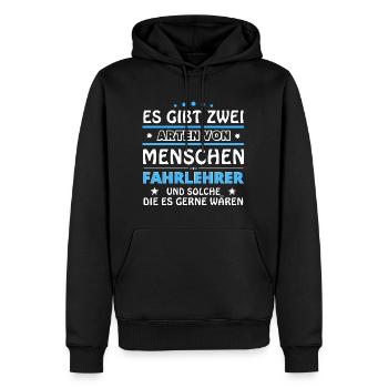 Cadeau moniteur d’auto-école - Deux types de... Concevoir - Sweat à capuche Premium bio Homme - noir - Devant - Nico (187cm)