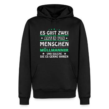 Cadeau Garbage Men - Deux Types de... Concevoir - Sweat à capuche Premium bio Homme - noir - Devant - Nico (187cm)