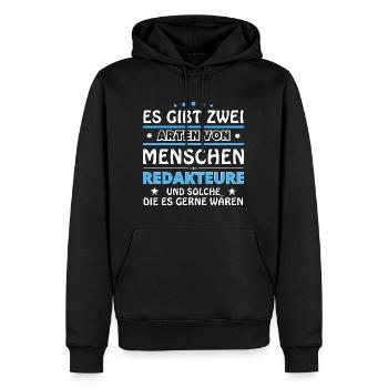 Cadeau des rédacteurs - Deux types de... Concevoir - Sweat à capuche Premium bio Homme - noir - Devant - Nico (187cm)