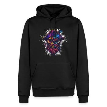 Pirat Totenkopf - Männer Premium Bio Hoodie - Schwarz - Vorne - Nico (187cm)