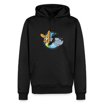 Hare and Wolf - Friends Nu, pogodi! Ну, погоди! - Men’s Premium Organic Hoodie - black - Front - Nico (187cm)