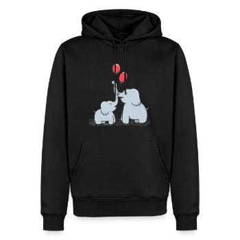 Süsse Elefanten mit Roten Luftballons - Männer Premium Bio Hoodie - Schwarz - Vorne - Nico (187cm)