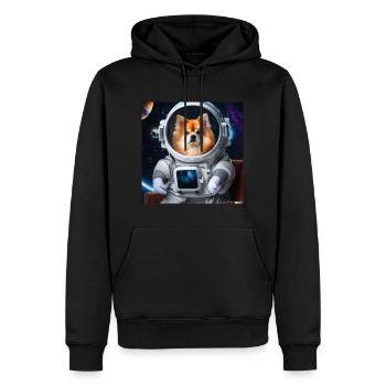 Pomeranian im Raumanzug - Hund im Weltall - Männer Premium Bio Hoodie - Schwarz - Vorne - Nico (187cm)
