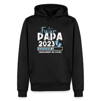 Futur papa 2023 chargement en cours - Sweat à capuche Premium bio Homme - noir - Devant - Nico (187cm)