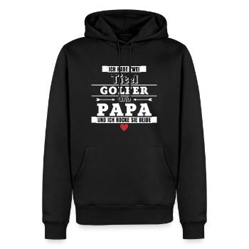 Ich habe zwei Titel Golfer und Papa - Männer Premium Bio Hoodie - Schwarz - Vorne - Nico (187cm)