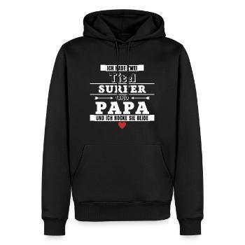 Ich habe zwei Titel Surfer und Papa - Männer Premium Bio Hoodie - Schwarz - Vorne - Nico (187cm)