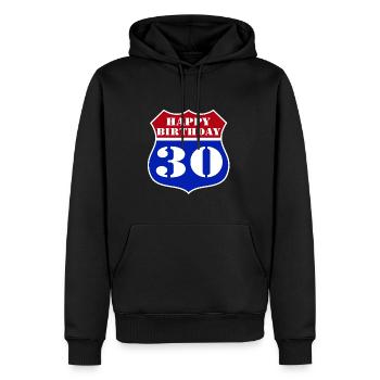 30.Geburtstag , US Happy Birthday 30 (25) - Männer Premium Bio Hoodie - Schwarz - Vorne - Nico (187cm)