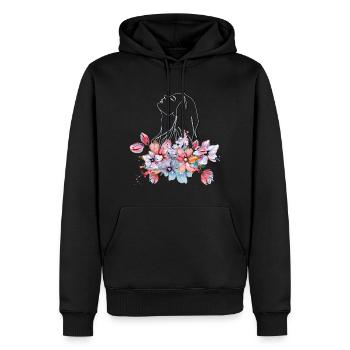Fleur🌺 - Sweat à capuche Premium bio Homme - noir - Devant - Nico (187cm)
