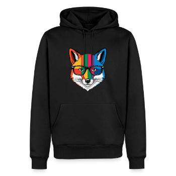 renard dessin animé cool coloré avec des lunettes - Sweat à capuche Premium bio Homme - noir - Devant - Nico (187cm)