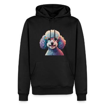 Pudel Hund mit Brille Cool Bunt - Männer Premium Bio Hoodie - Schwarz - Vorne - Nico (187cm)