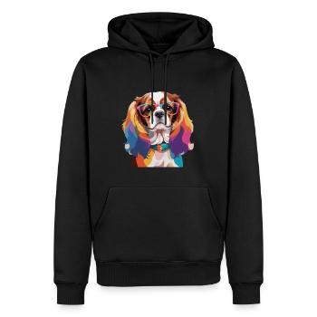 Cavalier King Charles Spaniel Hundebrille - Männer Premium Bio Hoodie - Schwarz - Vorne - Nico (187cm)