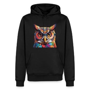 Eule Cool mit Brille Colored Tough - Männer Premium Bio Hoodie - Schwarz - Vorne - Nico (187cm)