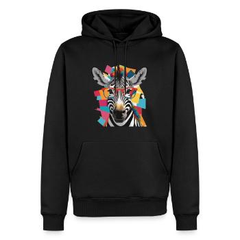 Zebra Coole und robuste bunte Brille - Männer Premium Bio Hoodie - Schwarz - Vorne - Nico (187cm)