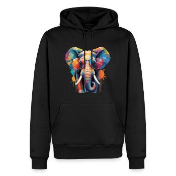 éléphant cool avec des lunettes savane colorée - Sweat à capuche Premium bio Homme - noir - Devant - Nico (187cm)