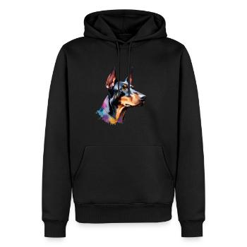 Dobermann Hund Cool Bunt Groß - Männer Premium Bio Hoodie - Schwarz - Vorne - Nico (187cm)