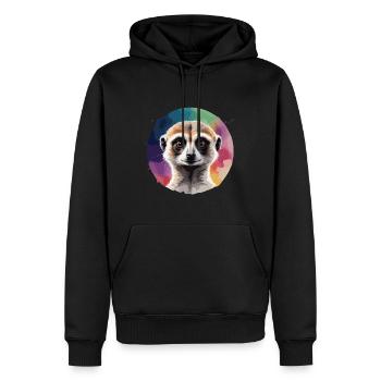 Erdmännchen Buntes cooles Vektor-Design - Männer Premium Bio Hoodie - Schwarz - Vorne - Nico (187cm)