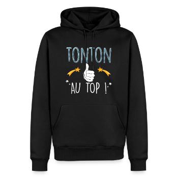 Tonton Au Top Du Top Mon Tonton Génial - Sweat à capuche Premium bio Homme - noir - Devant - Nico (187cm)