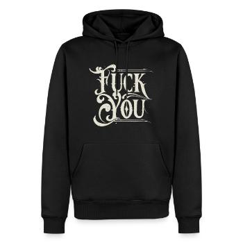 Vintage fick dich - Männer Premium Bio Hoodie - Schwarz - Vorne - Nico (187cm)