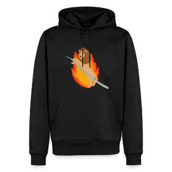 Pompiers de Löwe - Sweat à capuche Premium bio Homme - noir - Devant - Nico (187cm)