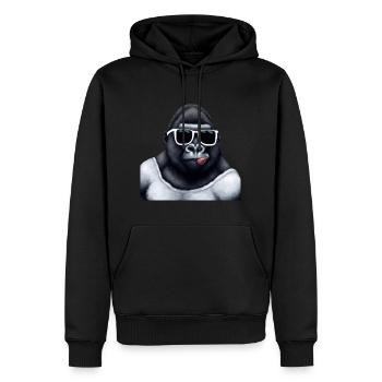 großer lustiger Gorilla mit cooler Sonnenbrille - Männer Premium Bio Hoodie - Schwarz - Vorne - Nico (187cm)