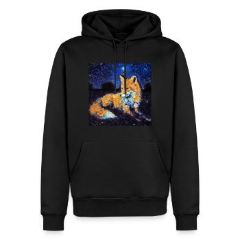 Fuchs unter einem Sternenhimmel - Männer Premium Bio Hoodie - Schwarz - Vorne - Nico (187cm)