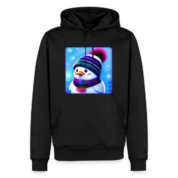Mignon petit pingouin avec chapeau d’hiver - Sweat à capuche Premium bio Homme - noir - Devant - Nico (187cm)