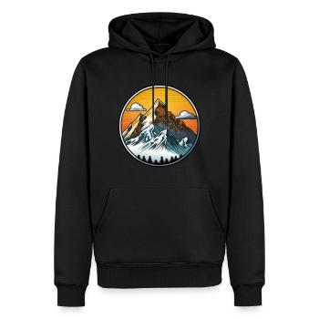 Berge - Männer Premium Bio Hoodie - Schwarz - Vorne - Nico (187cm)