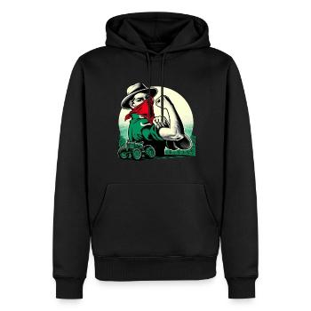 Fermière Forte - Sweat à capuche Premium bio Homme - noir - Devant - Nico (187cm)
