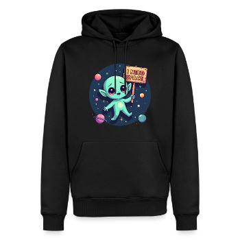 Niedliches Alien I Need Space Design - Männer Premium Bio Hoodie - Schwarz - Vorne - Nico (187cm)