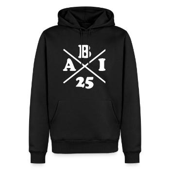 Abi 2025 - Männer Premium Bio Hoodie - Schwarz - Vorne - Nico (187cm)