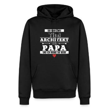 Ich habe zwei Titel Architekt und Papa - Männer Premium Bio Hoodie - Schwarz - Vorne - Nico (187cm)
