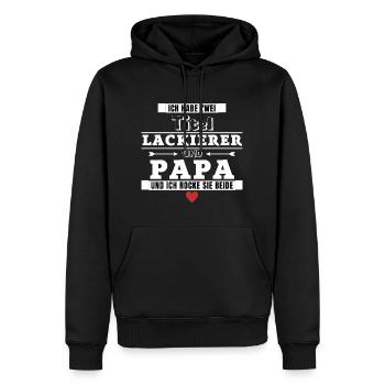 Ich habe zwei Titel Lackierer und Papa - Männer Premium Bio Hoodie - Schwarz - Vorne - Nico (187cm)