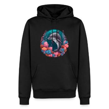 Delfin Korallen Meer Ozean Meeresleben Tiere Wal - Männer Premium Bio Hoodie - Schwarz - Vorne - Nico (187cm)